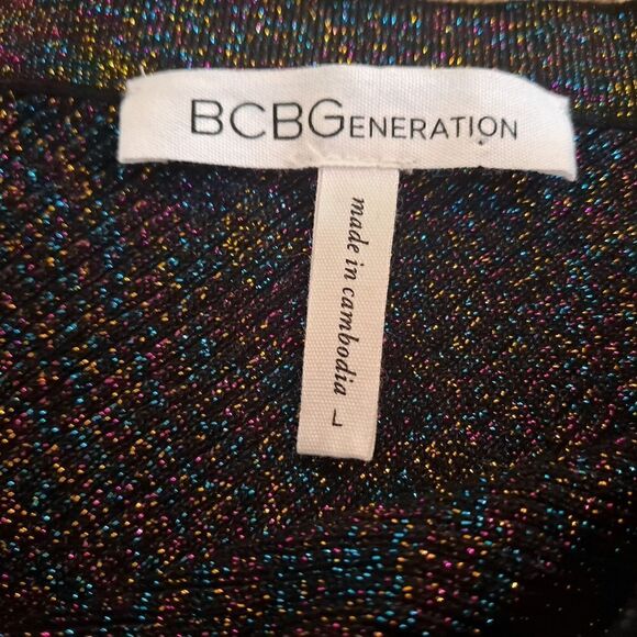 NWOT BCBGENERATION TOP, ONE SHOULDER KNIT Glitter Crop SWEATER - Picture 2 of 3